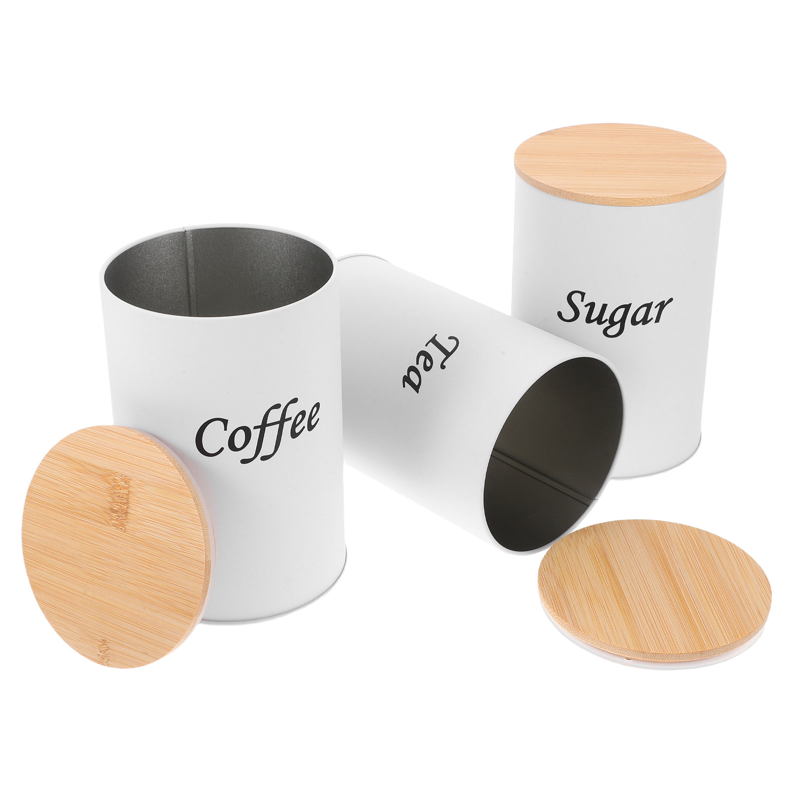 Coffee Tea And Sugar Canisters - Lot de 3 boîtes hermétiques rondes