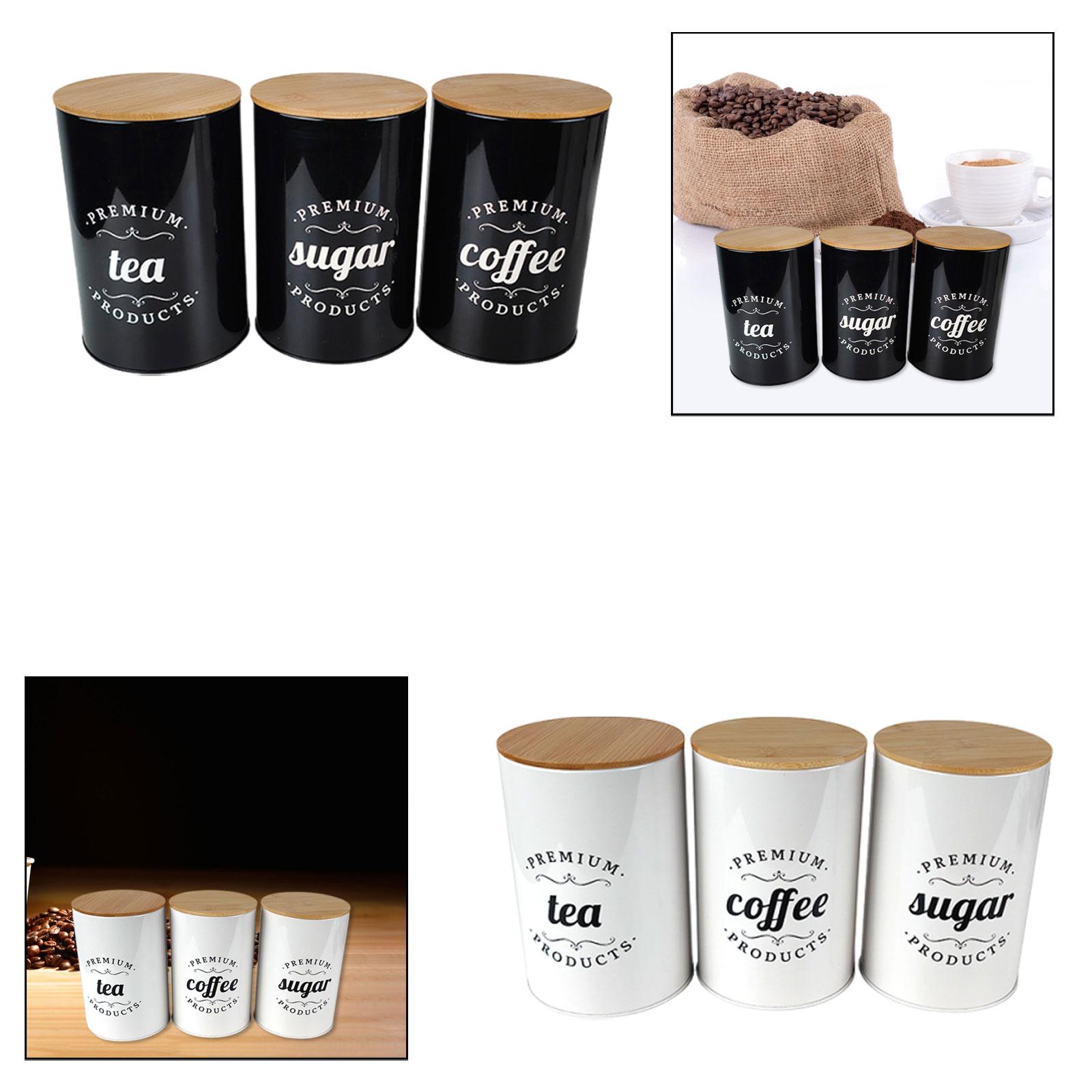 Coffee Tea Sugar Container Set - Ensemble de 3 pots décoratifs en