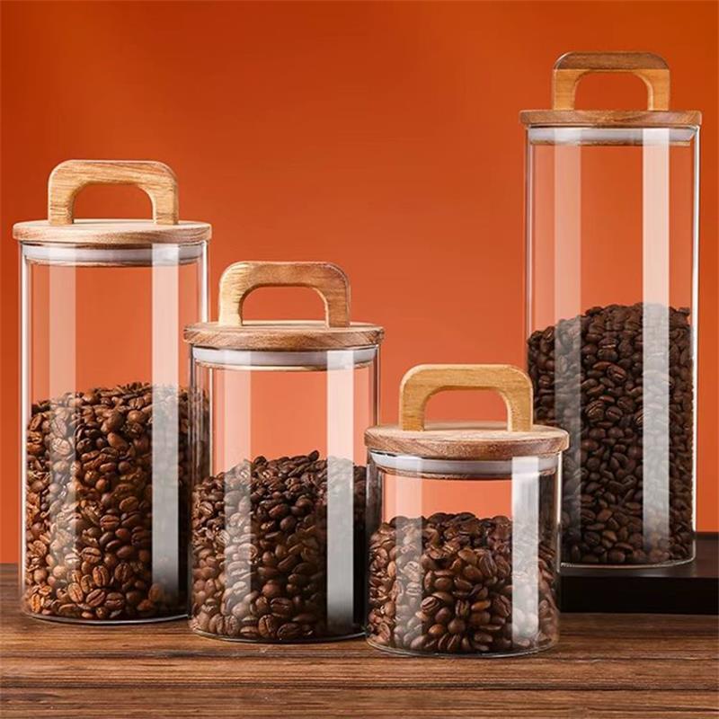 Coffee Tea Sugar Container Set - Pot en verre transparent avec couvercle