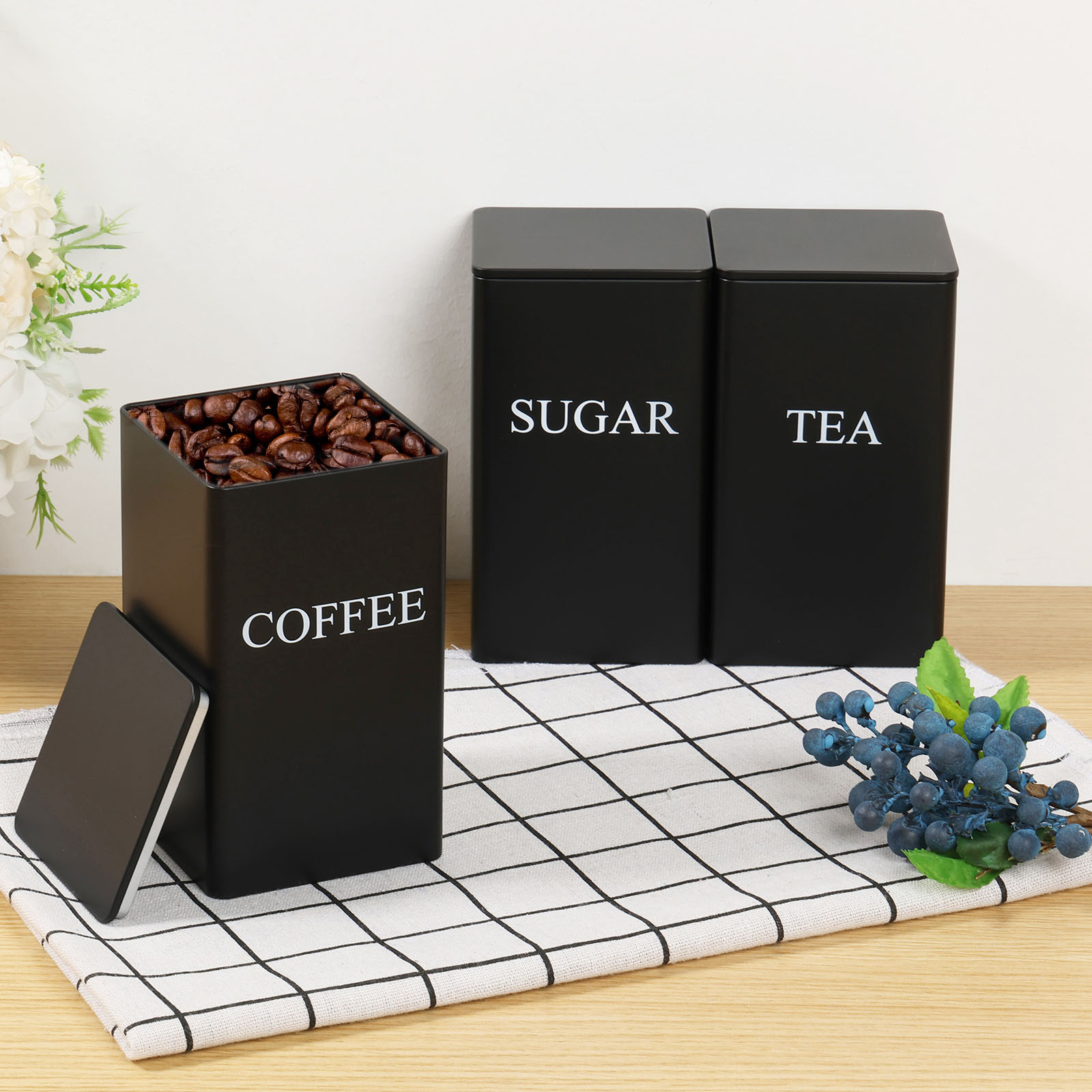 3 pièces boîtes de stockage de - Coffee Tea Sugar Container Set avis et prix