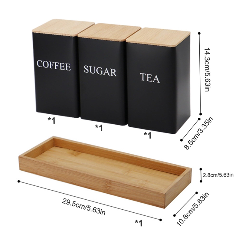 Ensemble de 3 boîtes à thé, ca - Coffee Tea Sugar Container Set avis et prix