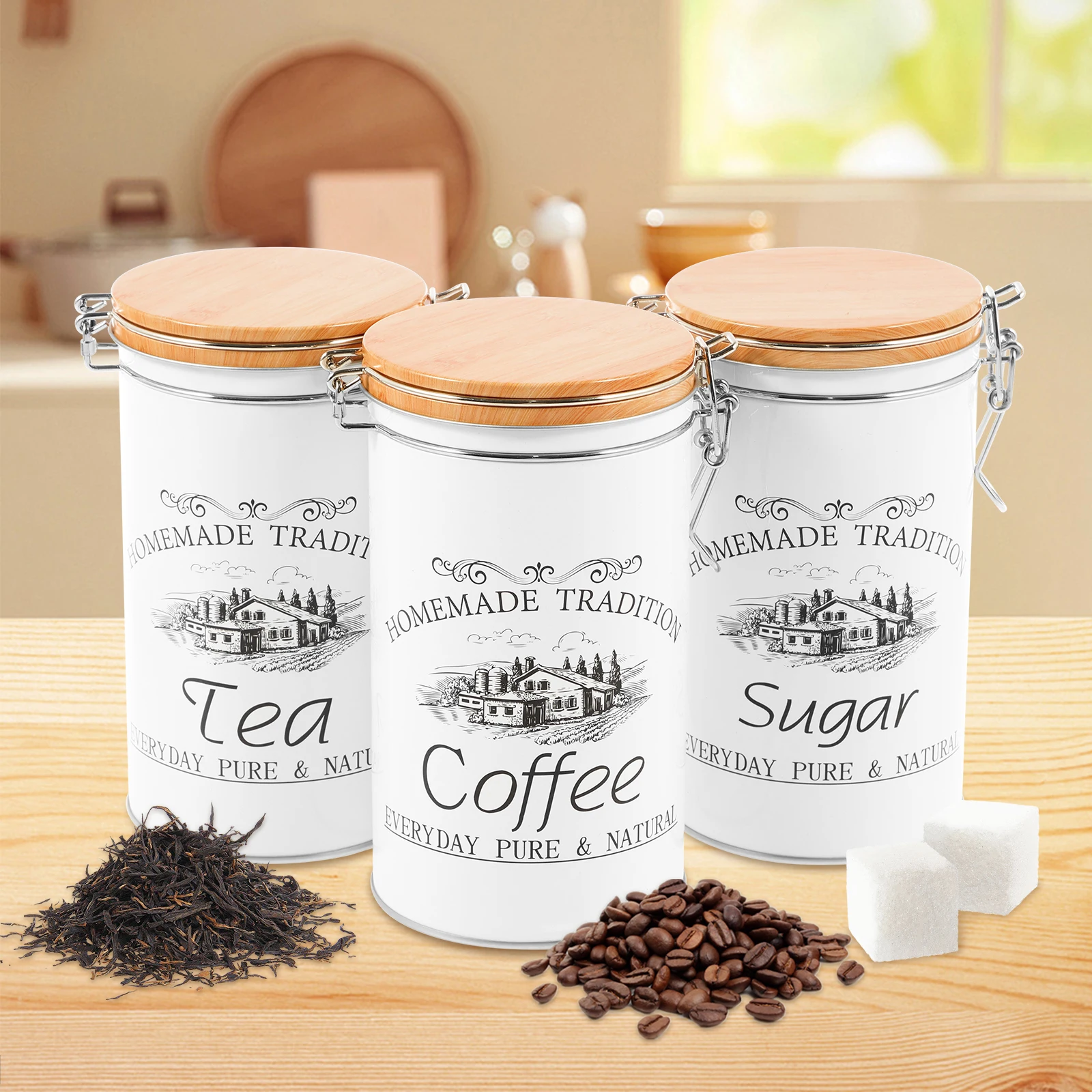 3 pièces/ensemble thé café suc - Coffee Tea And Sugar Canisters avis et prix