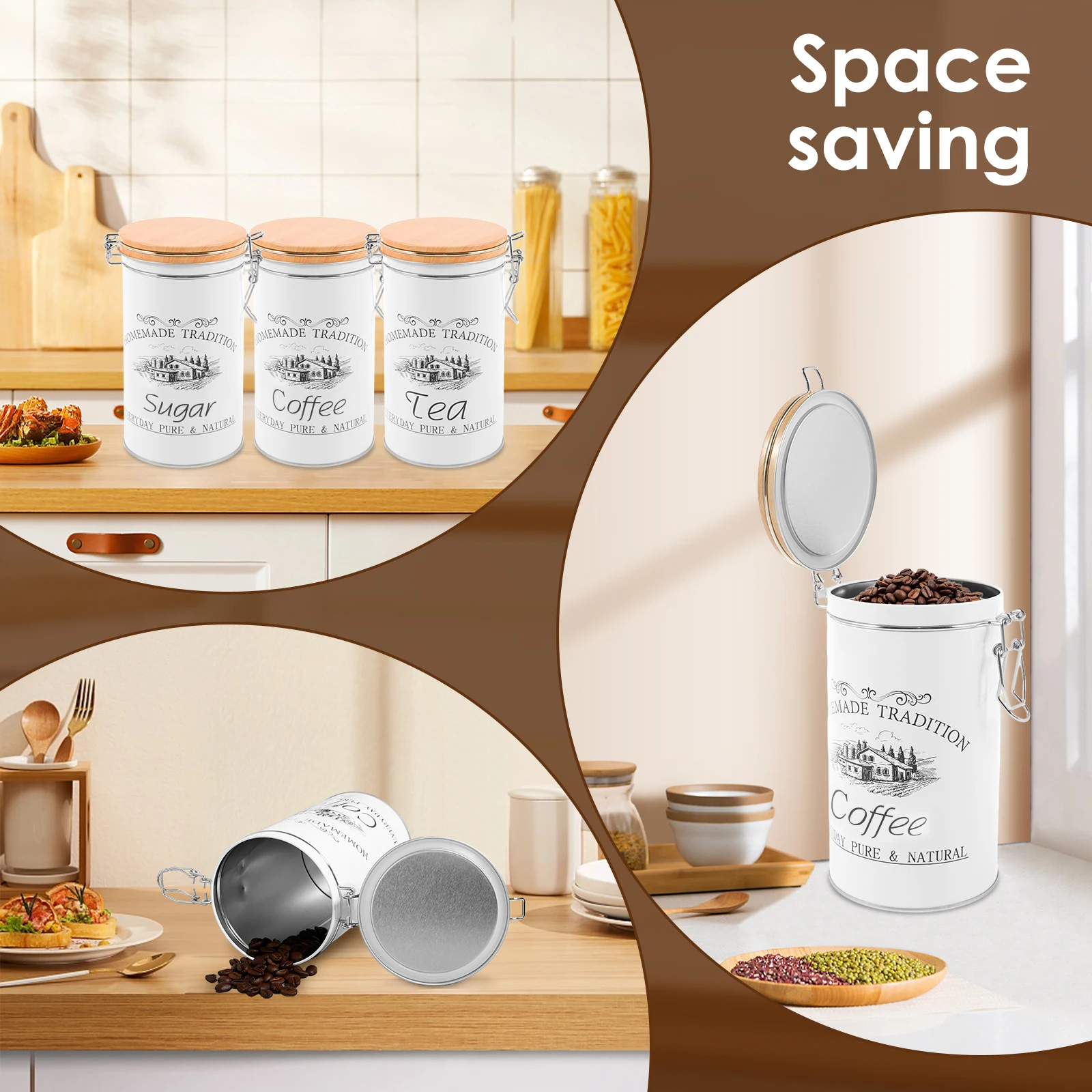 3 pièces/ensemble thé café suc - Coffee Tea And Sugar Canisters avis et prix